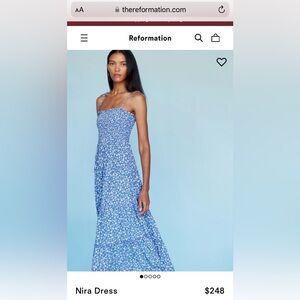 Reformation Nira dress, baby blue and white. Only worn once